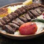Soltani Kebab $32.99 Persian Rstaurant Toronto, North York, ON 1 Skewer of Veal Fillet, 1 Minced Beef with Rice & Drink