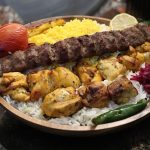 Vaziri Kebab $20.99 Persian Rstaurant Toronto, North York, ON 1 Skewer of Chicken leg ,1 Minced Beef with Rice & Drink